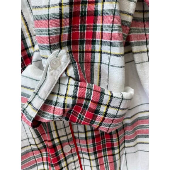 EUC Victoria's Secret Long Sleeve Plaid Pajama Set Mint Red Size Small - Picture 7 of 8